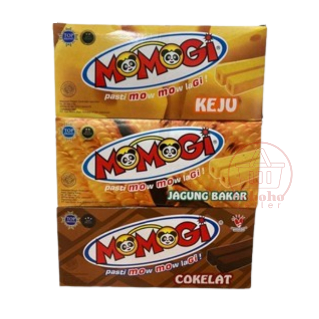 

Momogi Stick Snack Biskuit rasa keju jagung bakar coklat isi 20