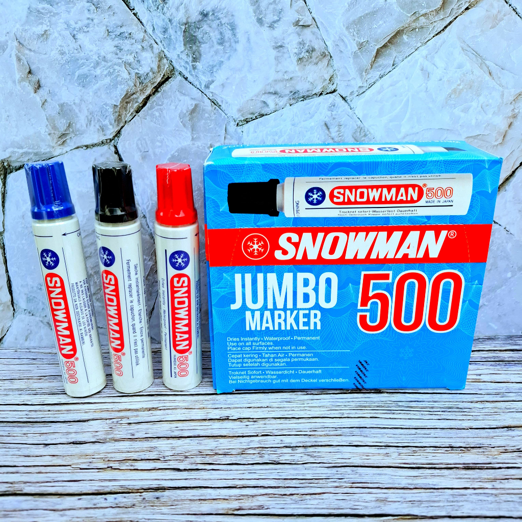 

Spidol Permanent Snowman Marker Jumbo 500 / Permanen Besar ( isi 3 Pcs ) Hitam / Biru / merah