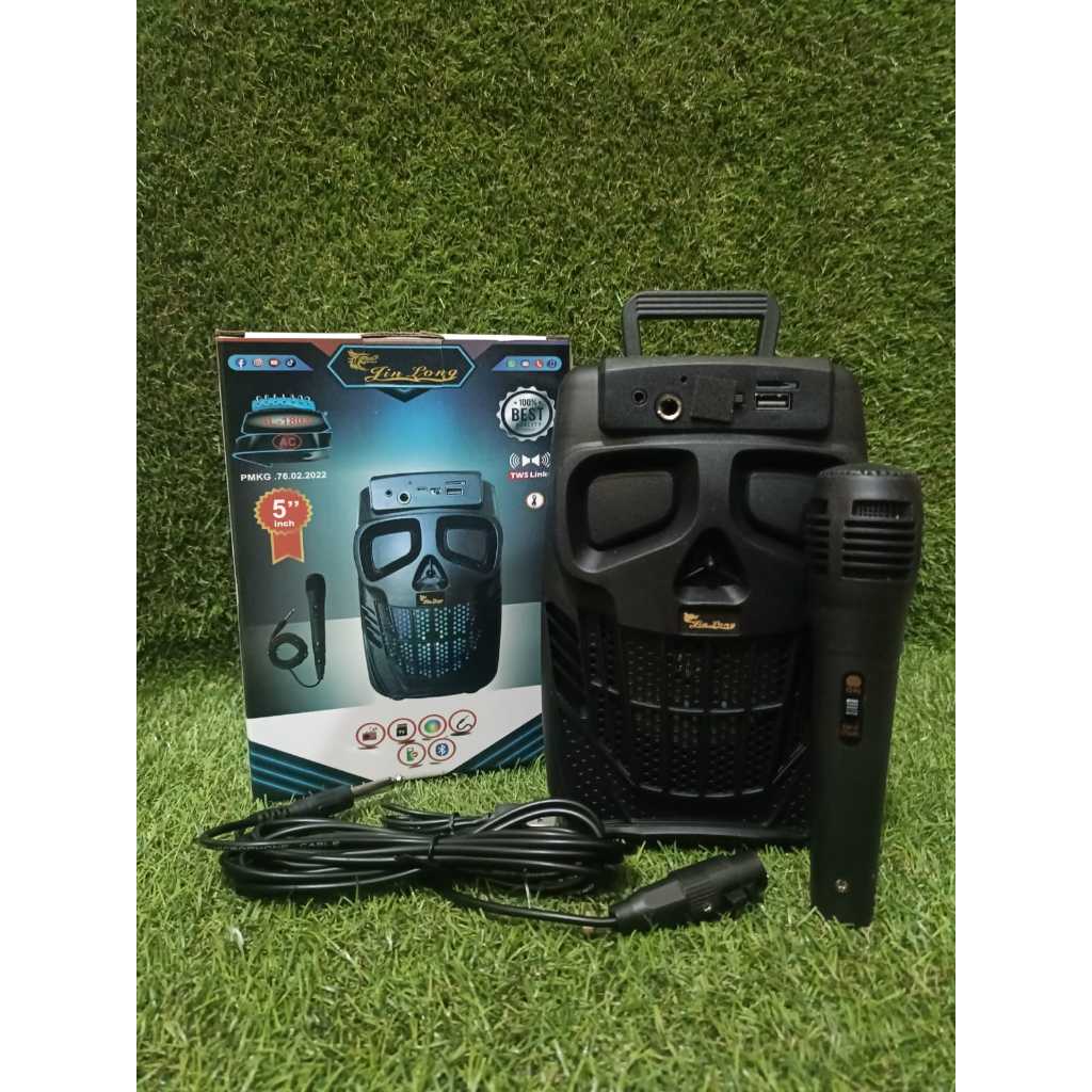 Speaker Jin Long JL 1803 AC Ukuran 5 Inch Model Tengkorak - Bluetooth USB Dll + Gratis Mic