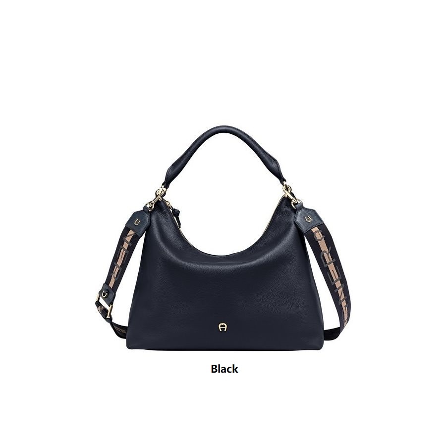 ZITA HOBO BAG M Aigner Tas Wanita Black/Hitam