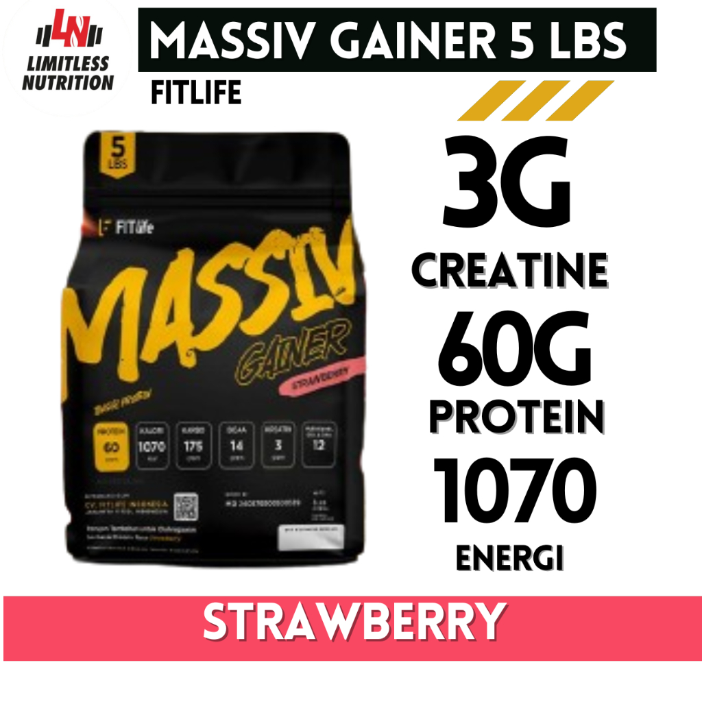 

FITLIFE MASSIV GAINER 5Lbs Mass Gainer 5 Lbs - Strawberry