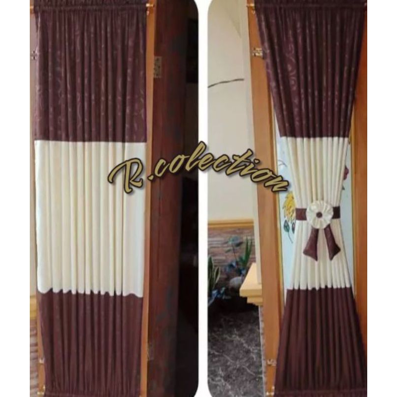 Gorden Kupu-kupu jendela minimalis ikat vita bunga kombinasi 2 warna kekinian bahan embos