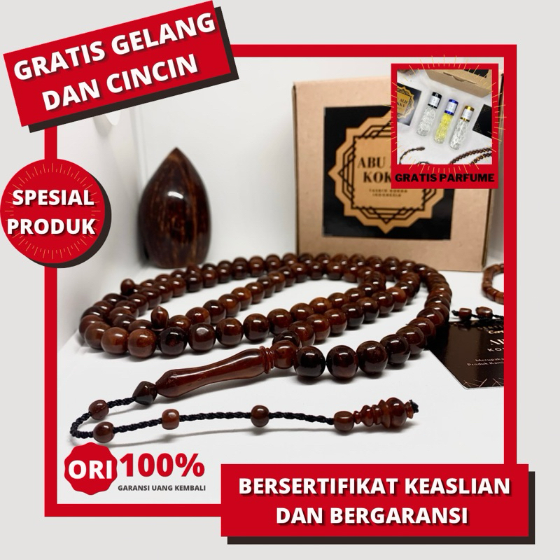 PREMIUM QUALITY Tasbih Kokka 10MM Jumbo Tasbih Kaokah Asli Bersertifikat Tasbih Kaukah 10MM