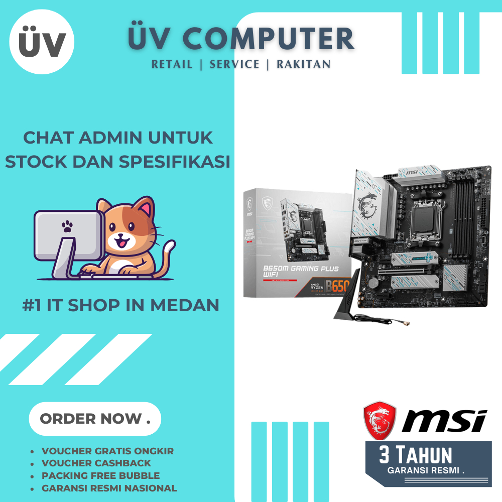 Motherboard Mobo MSI B650M GAMING PLUS WIFI | DDR5 | AMD AM5 | Micro M-ATX | Garansi Resmi 3 Tahun