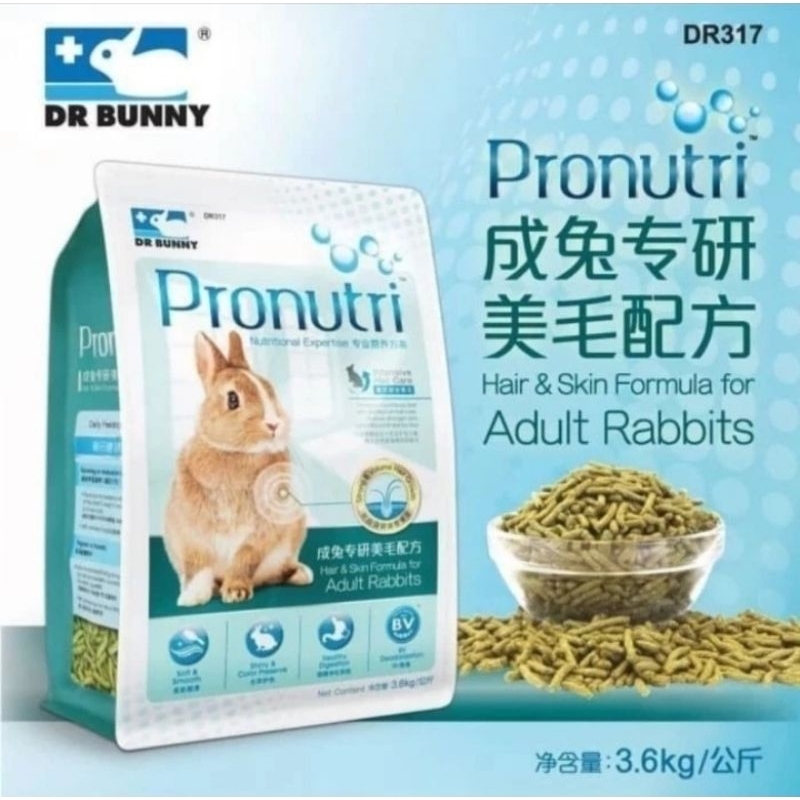 DR317 Dr Bunny Pronutri Hair & Skin Formula Adult Rabbit Food 3.6kg Makanan sehat Kelinci/ Dr bunny 