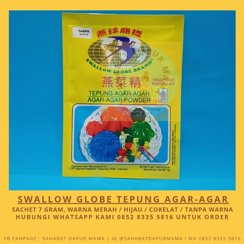 

Swallow Globe Tepung Agar-Agar Warna Hijau Sachet Ukuran 7gram