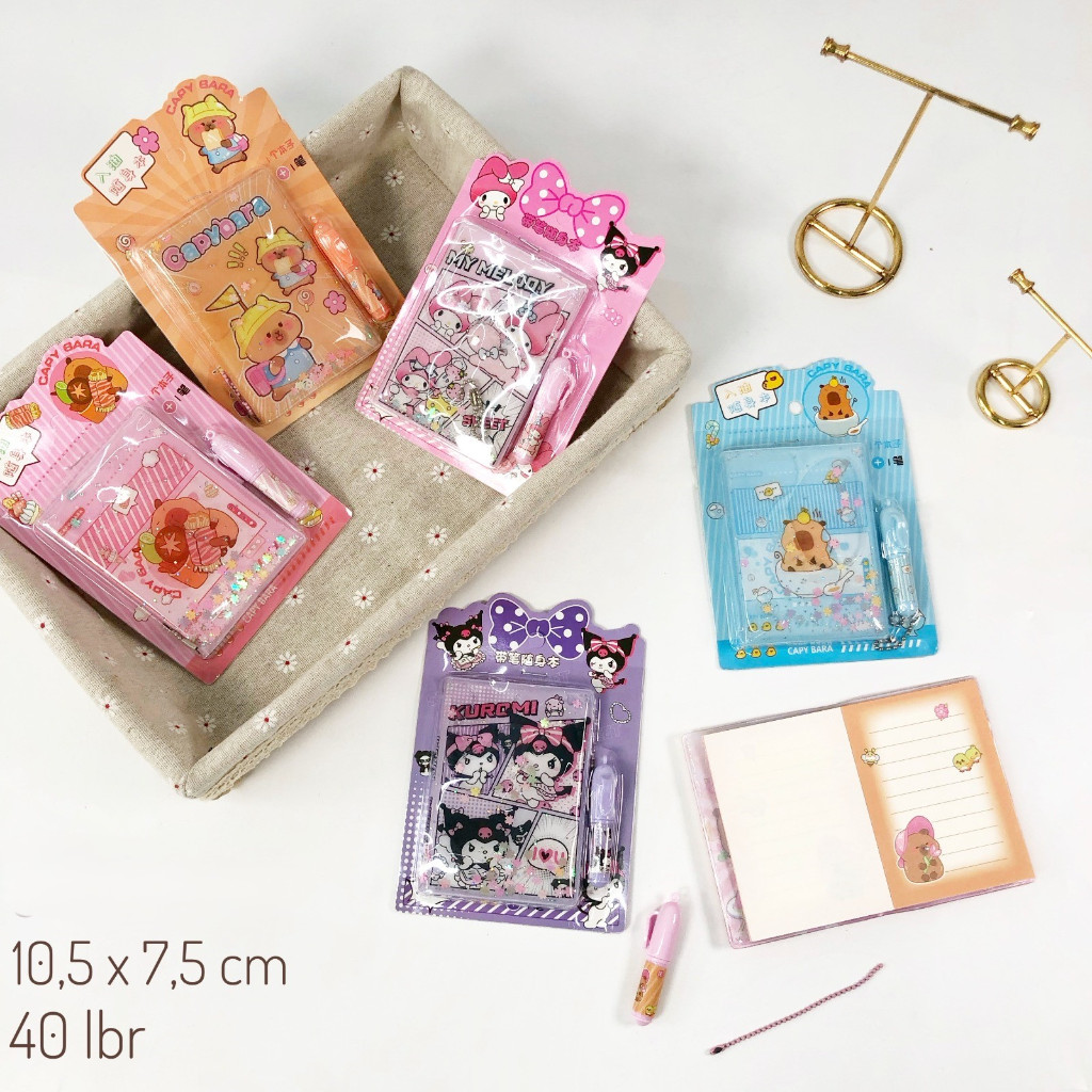 

Note Book 3D Ring Sanrio Quicksand Shake Stiker Tempel / Buku Catatan Karakter Kartun / Buku stiker