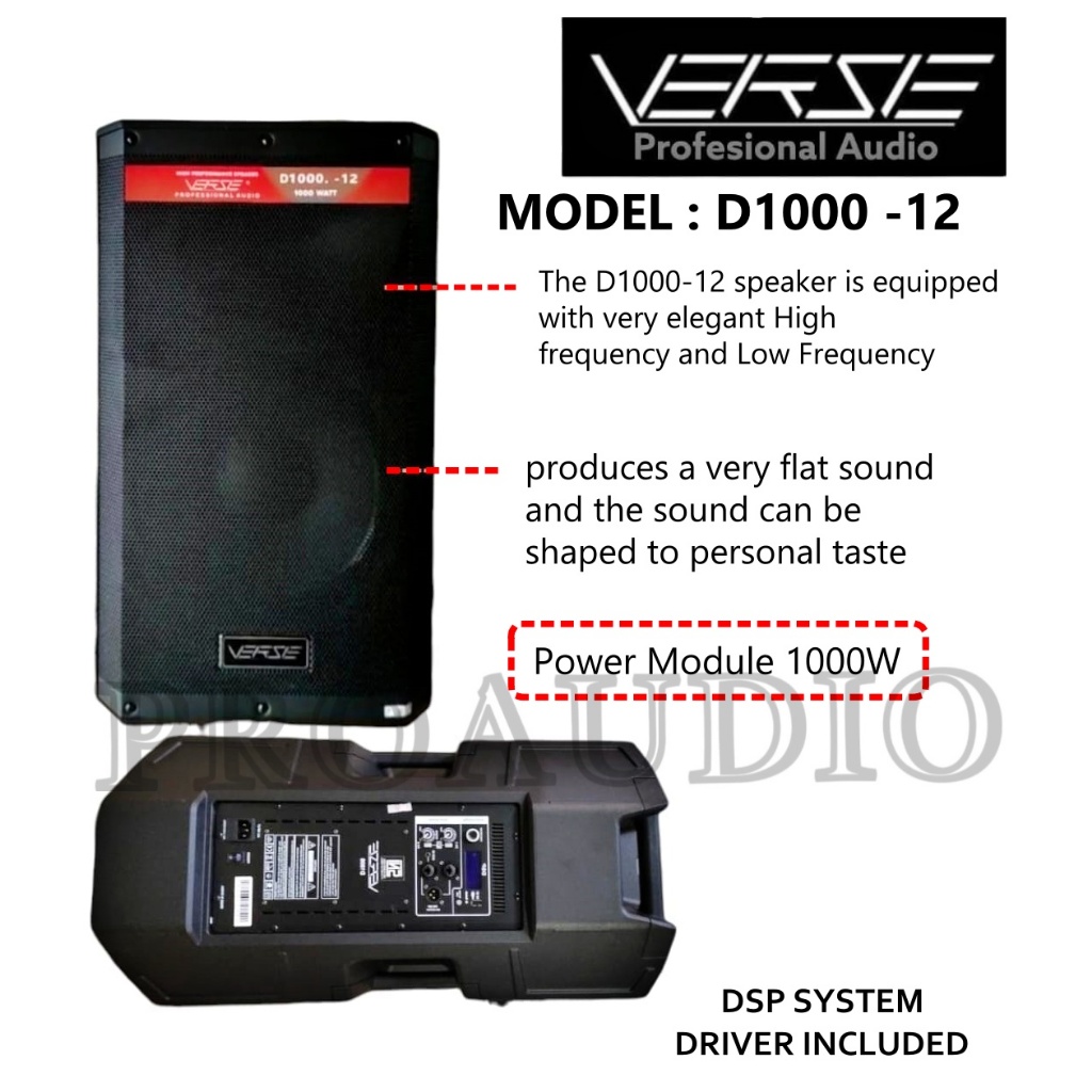 Speaker Aktif 15 Inch VERSE D1000 / D 1000 / D- 1000 Aktif 1000 Watts Bluetooth Original - 1SET