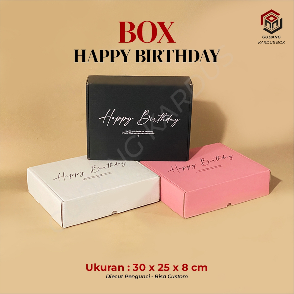 

Kotak Kado - Box Happy Birthday (Uk. 30 x 25 x 8 cm) - Giftbox/Happybirthday/Custombox/Spesialbox/Hampersbox