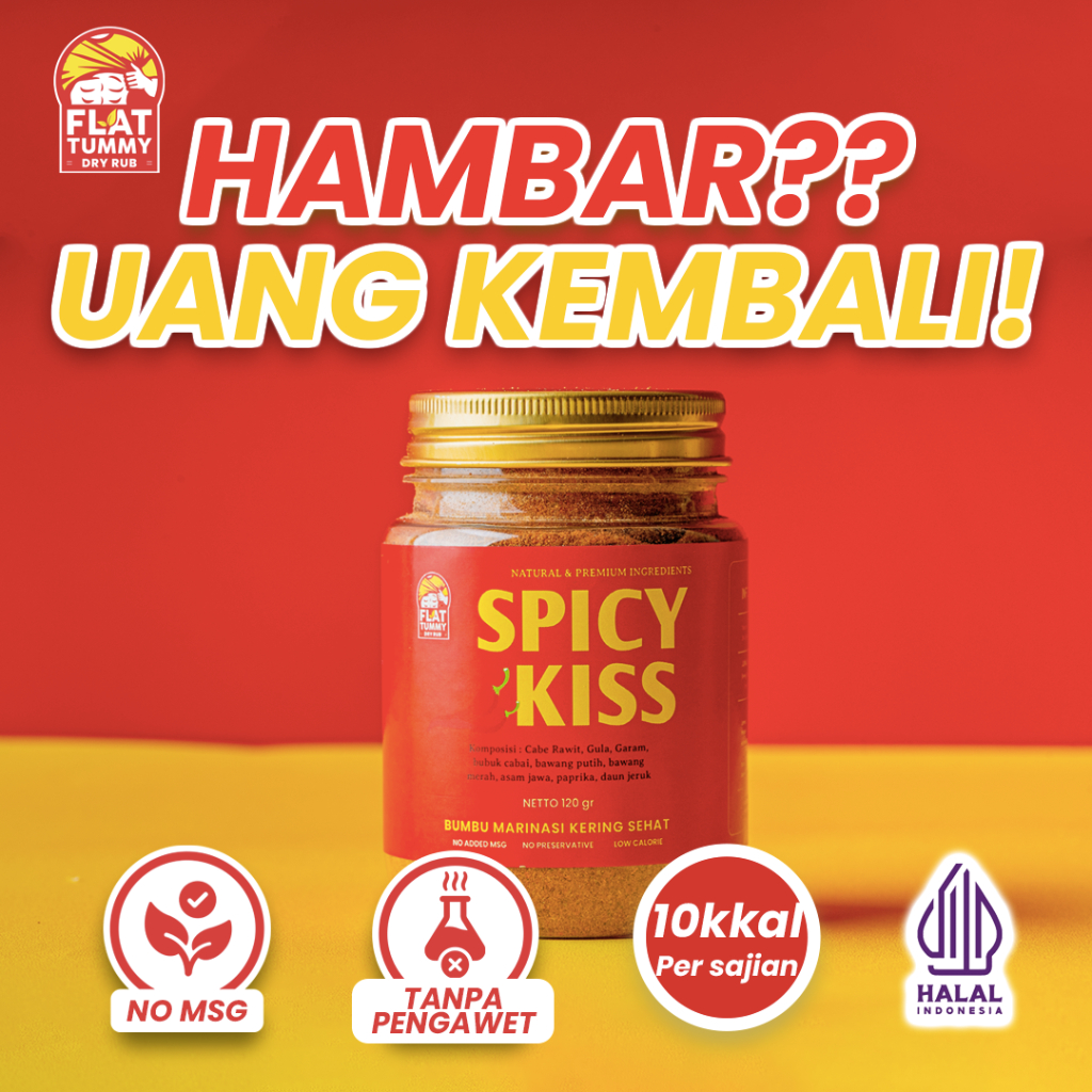 

Flat Tummy Spicy Kiss Bumbu Marinasi Kering Diet Rendah Kalori Healthy Dry Rub Ayam Serbaguna
