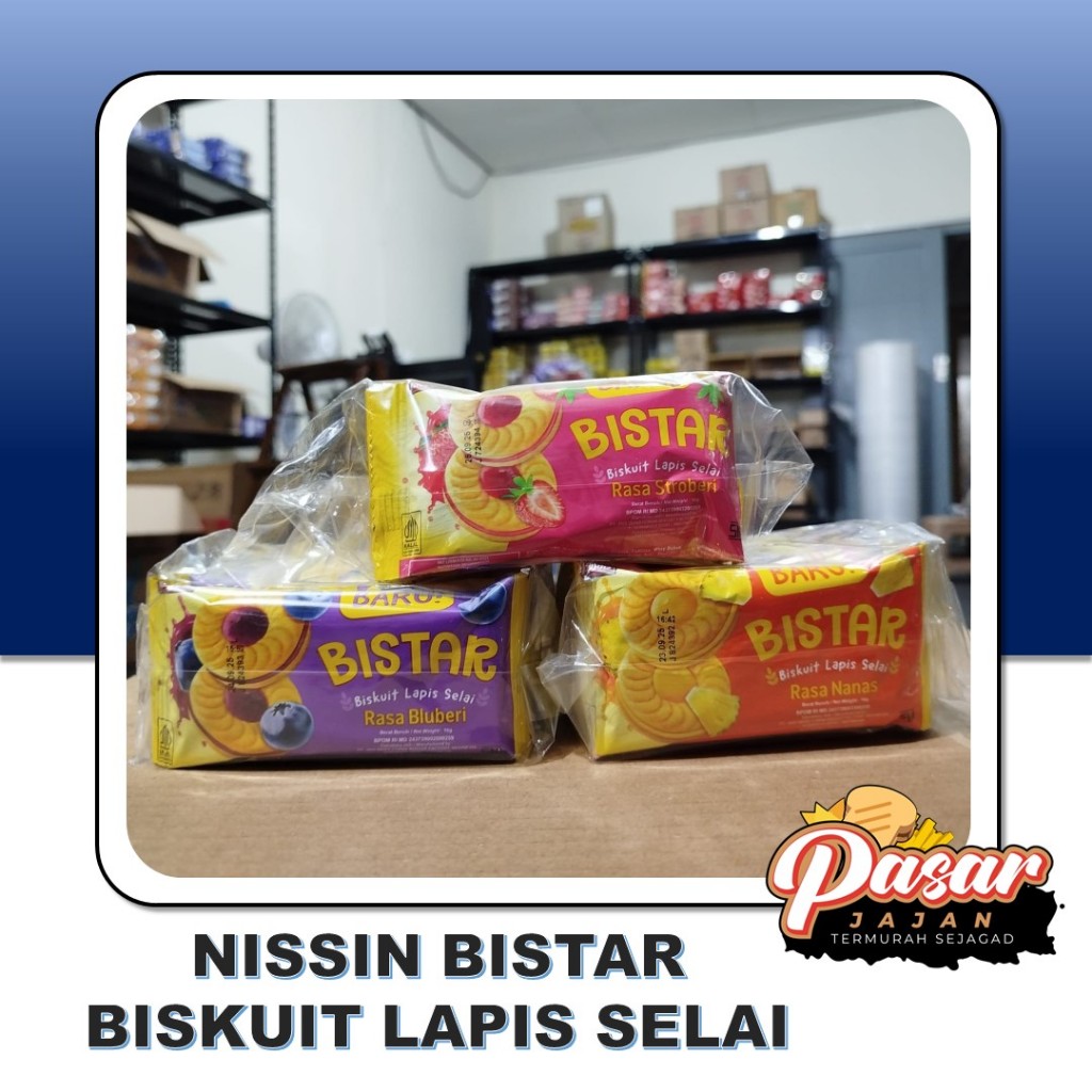 

Nissin Bistar Biskuit Lapis Selai Aneka Rasa Isi 16gr x 10pcs