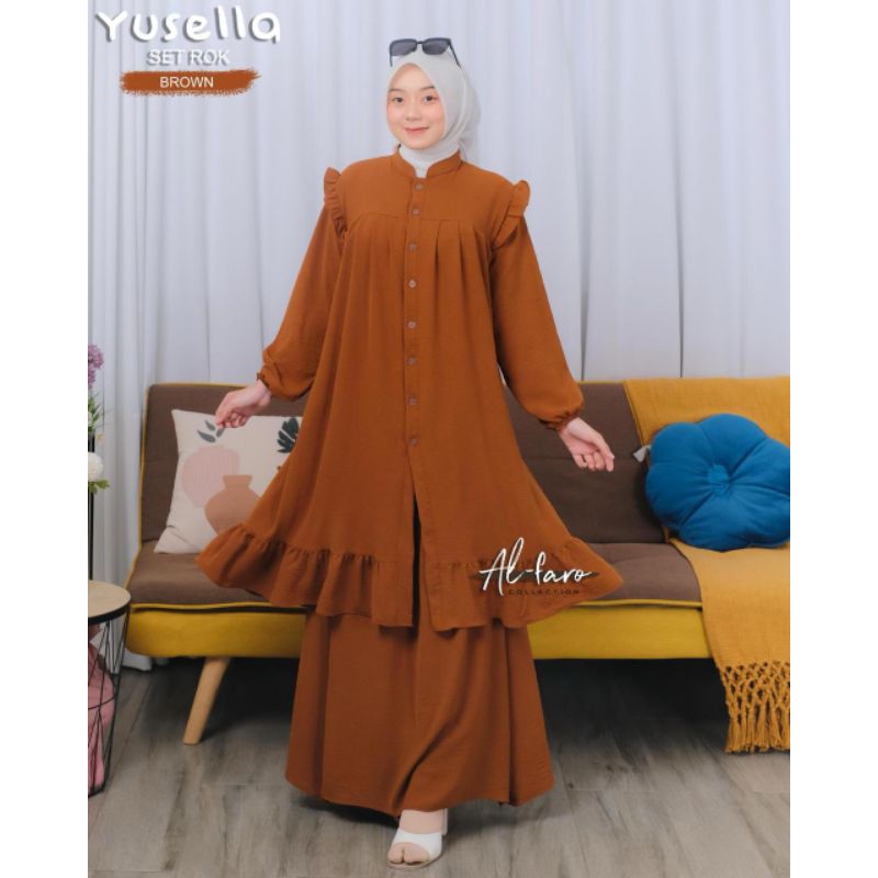 YUSELLA SET ROK by ALFARO / SETELAN YUSELLA / BAJU WANITA SET ROK / TUNIK SET ROK / SETELAN ROK POLO