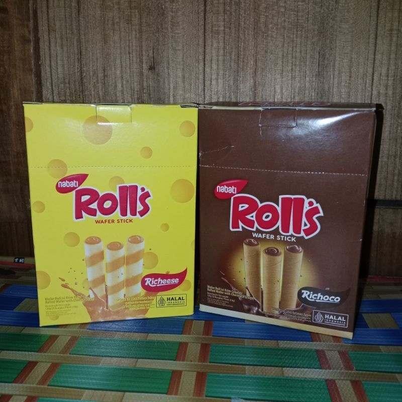 

NABATI RICHEESE ROLLS RASA CHEESE KEJU COKLAT ISI 1 BOX ISI 20 BUNGKUS/6 GRAM