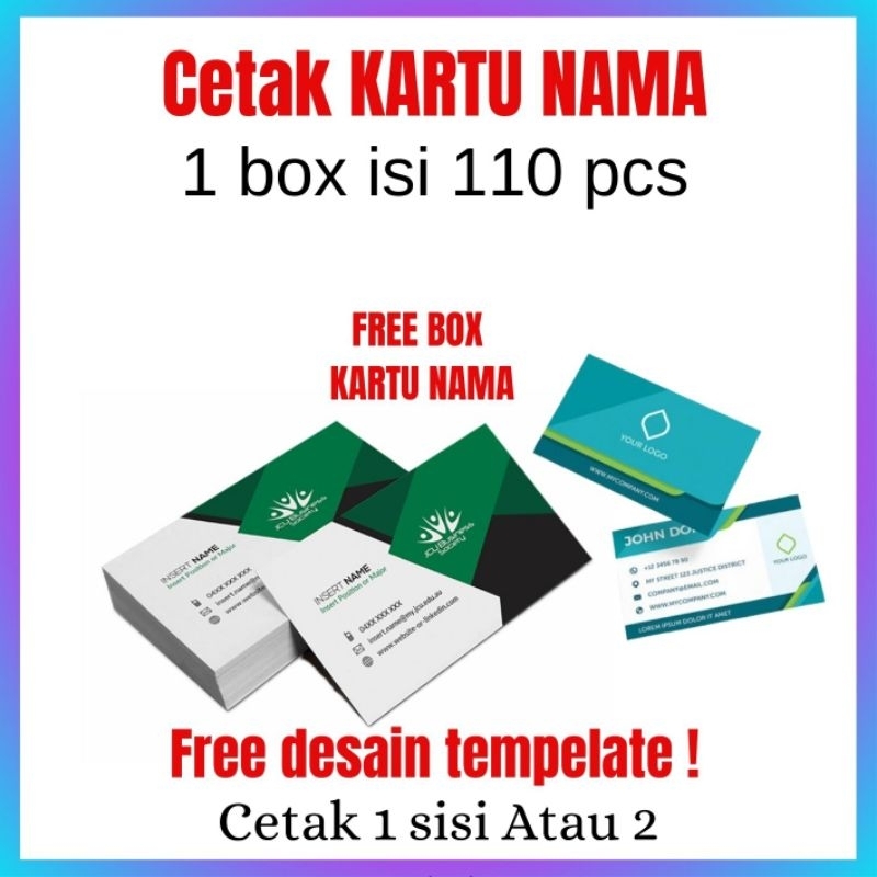 

CETAK KARTU NAMA 1 SISI / 2 SISI BAHAN ART CARTON 260g + KOTAK ISI 1 KOTAK 110 PCS ( MURAH )