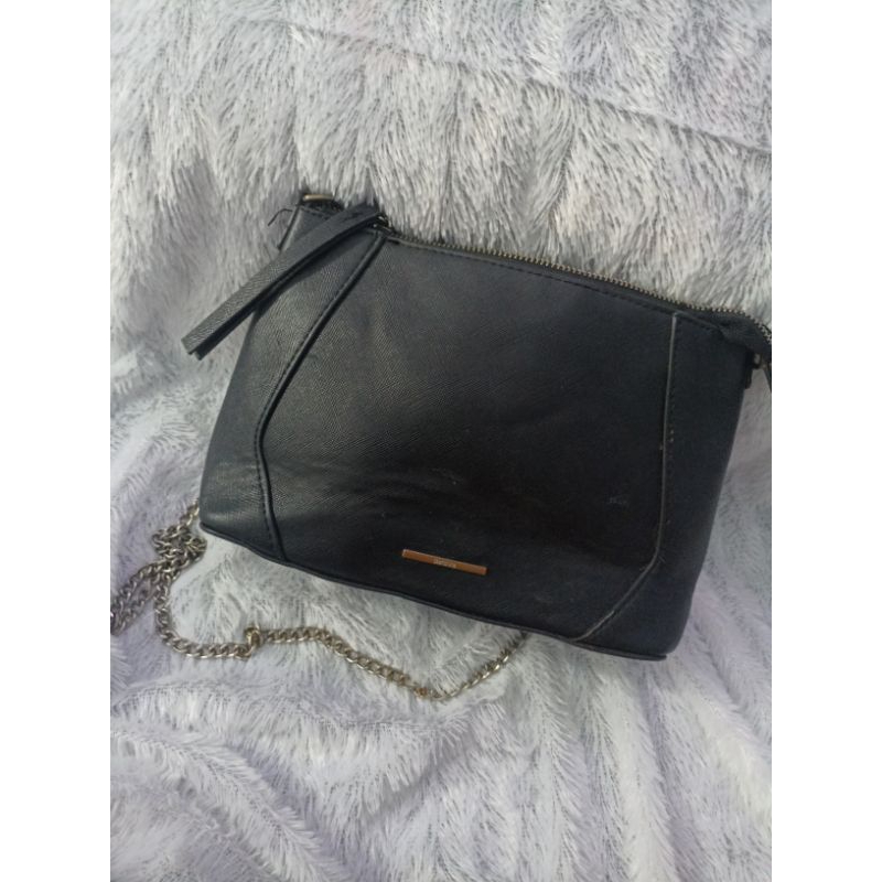 Bershka black sling bag chain