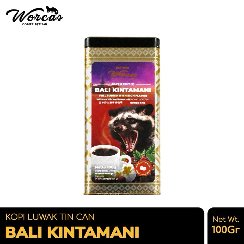 

worcas asli kopi luwak liar kaleng.toraja.papua.bali 100gr bubuk\biji