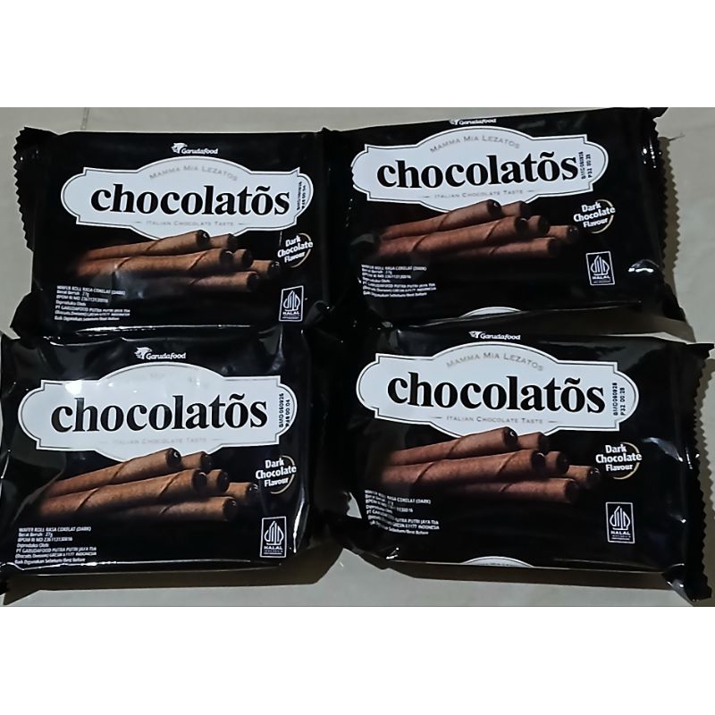 

Chocolatos Wafer Roll kemasan mini - Dark Coklat 27 gram