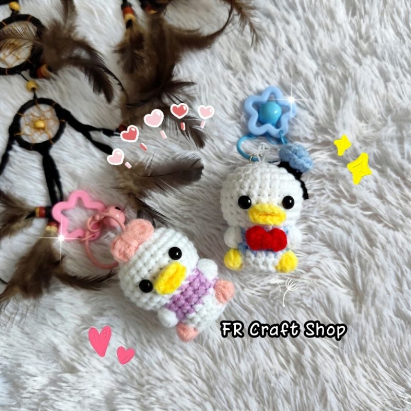 Donald Duck & Daisy Duck Keychain Crochet Handmade