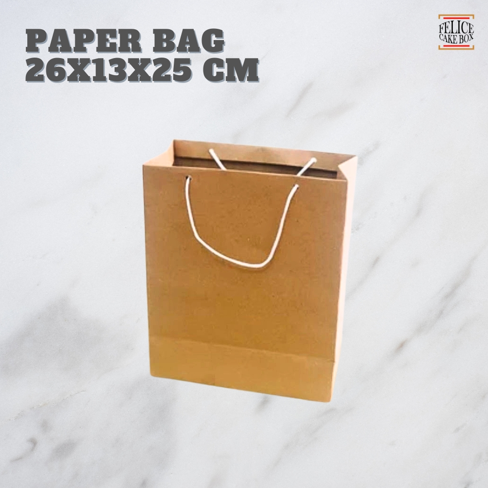 

PAPER BAG 26X13X25 CM / TAS POLOS KRAFT 150 GSM / SHOPPING BAG POLOS / TAS BELANJA / TAS HAMPERS / GOODIE BAG