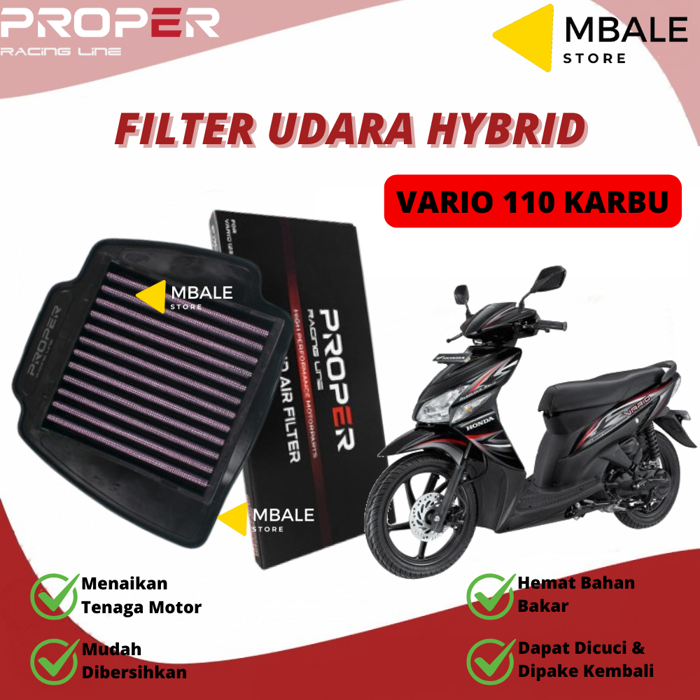 Filter Udara Proper Vario 110 Karbu, Vario Techno 110 Original Hybrid Air Filter Proper Racing Line