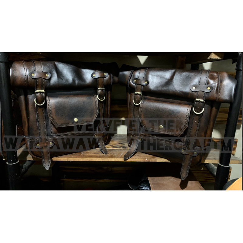 sidebag royal enfield himalayan , sidebag rolltop kulit , triumph