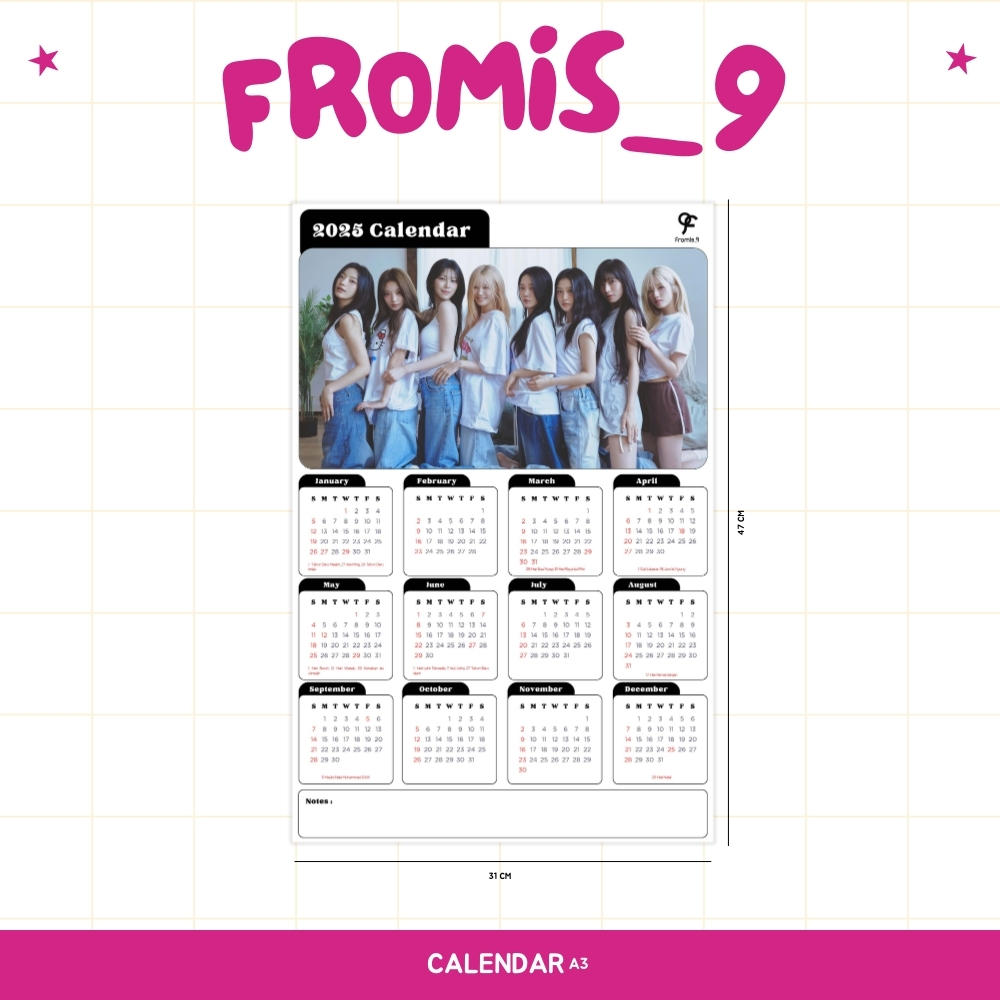 

2025 KALENDER FROMIS 9 KPOP + LAMINASI 2SISI IDOL BIAS KOREA FROMIS9 MURAH UNOFFICIAL FLOVER SAEROM HAYOUNG JIWON SEOYOEON JISUN JIHEON CHAYOUNG NAGYUNG READY STOCK !