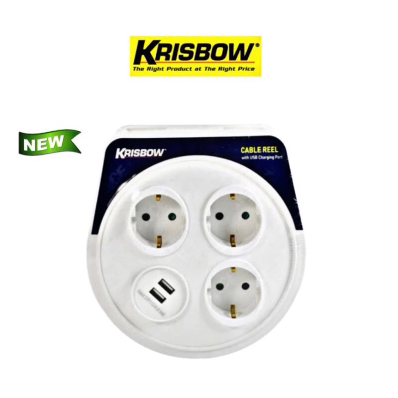 KRISBOW KABEL ROLL DENGAN USB 7MTR 2,4 A/COLOKAN LISTRIK USB KRISBOW/ACE CABLE RELL 7M WITH USB 2,4 