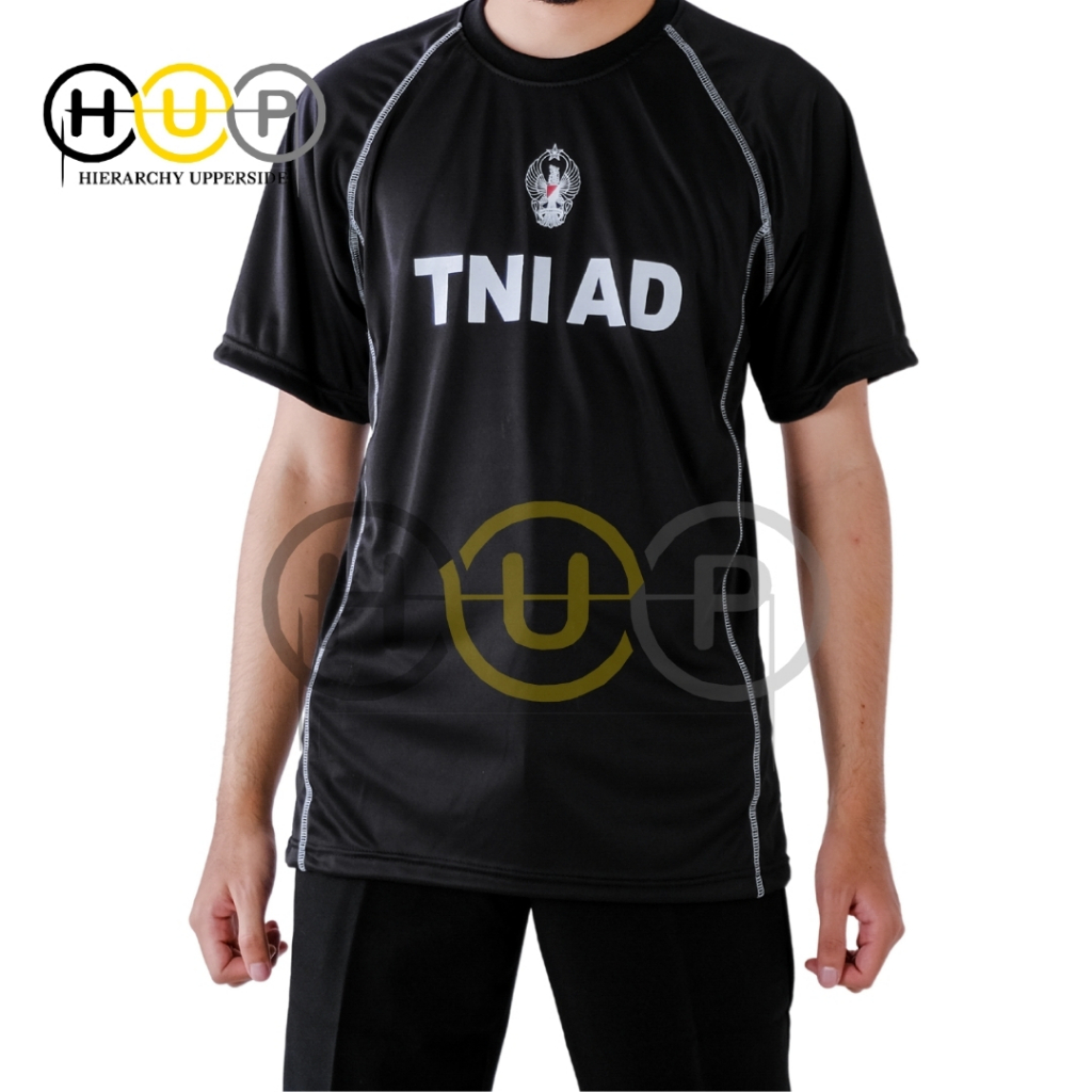 KAOS TRAINING TNI AD HITAM KAOS OLAHRAGA TNI AD