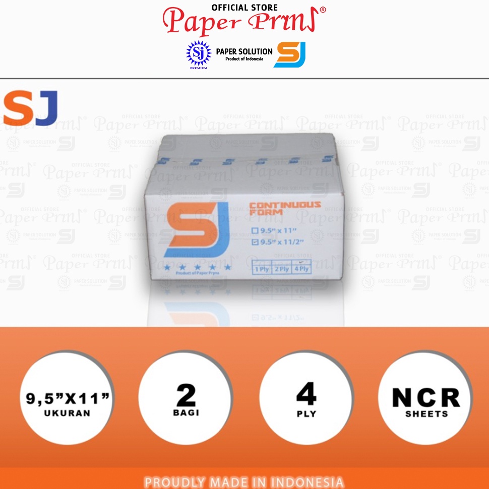 

le Diskon SJ Orange Kertas Continuous Form 4PLY NCR PRS 95 x 112 Bagi 2 B43