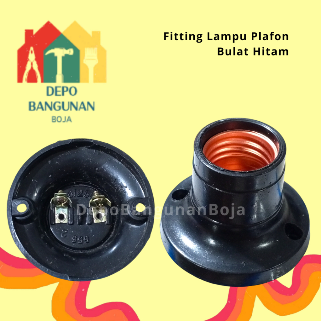 (31.2) Fitting Lampu Plafon Hitam / Fitting Lampu