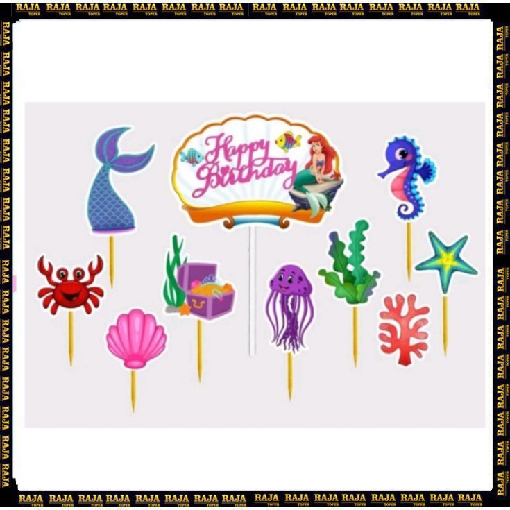 

Toper Cake/Toper Karakter/Toper Happy Birthday/Toper Ulang Tahun/Hiasan Kue Ulang Tahun/Toper Karakter MERMAID/Toper Tusukan Murah