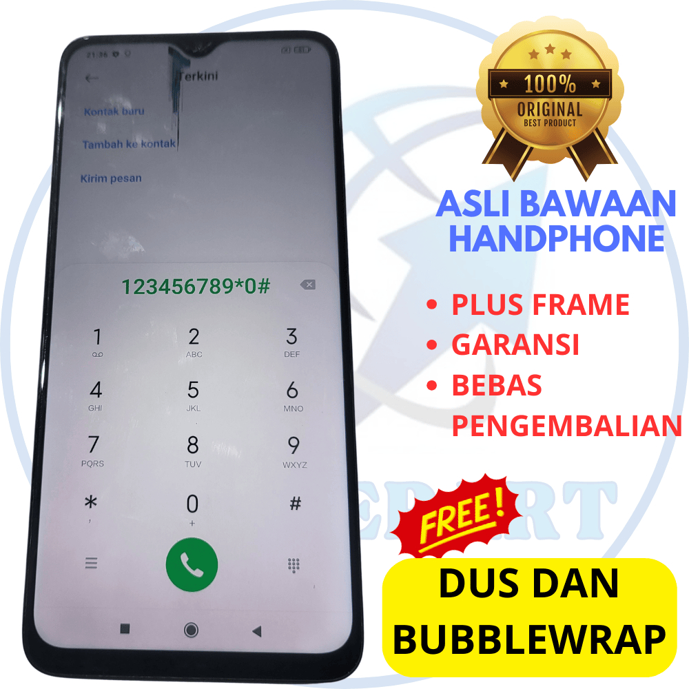 lcd xiaomi redmi 9t original copotan plus frame - poco m3 - asli ori cabutan bawaan - minus