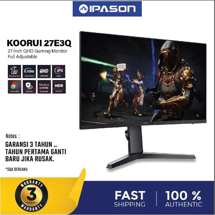 KOORUI 27inch IPS QHD 2K 2560*1440 170Hz 1ms Eyecare Gaming Monitor GN07 27E3Q