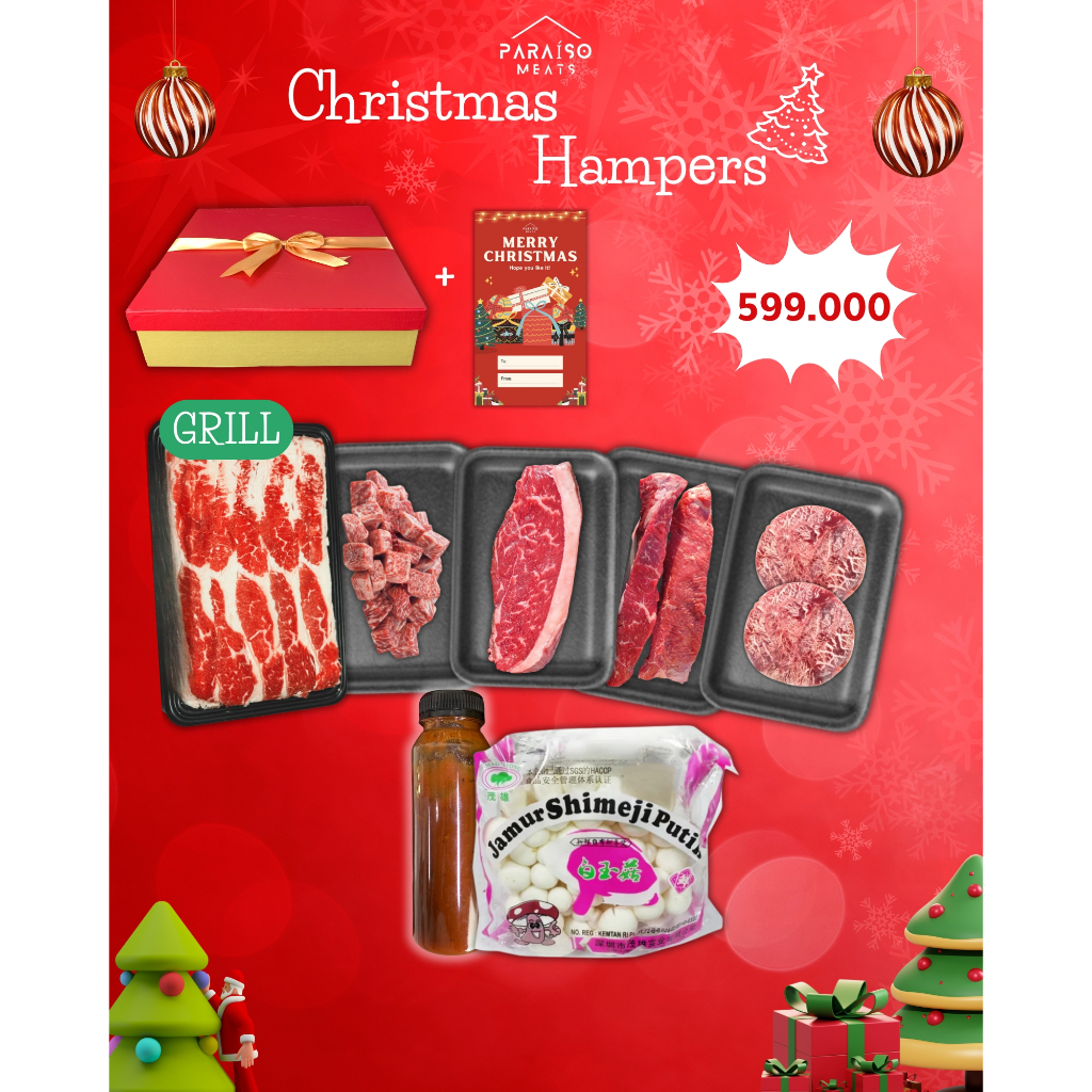 

Premium Hampers Kado Natal Steak BBQ dan Shabu - Shabu