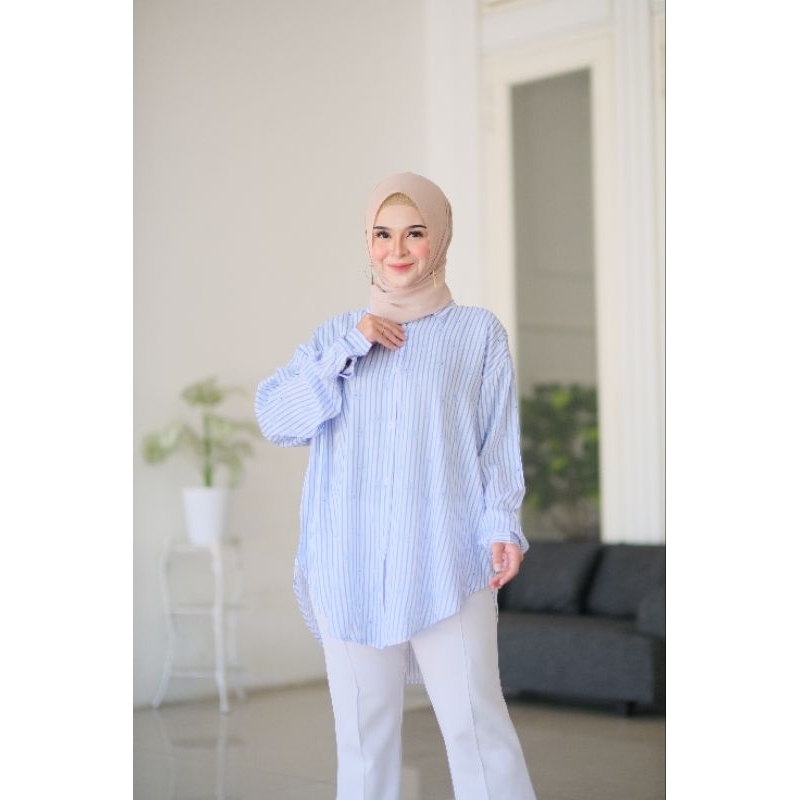 KEMEJA RAYON JUMBO WANITA LD 130 & LD 140