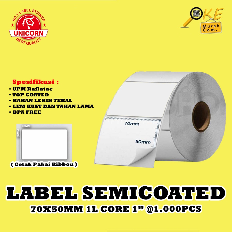 

Stiker Label Barcode Semicoated 70x50 mm / 70 x 50 mm / 70x50mm 1.000pcs