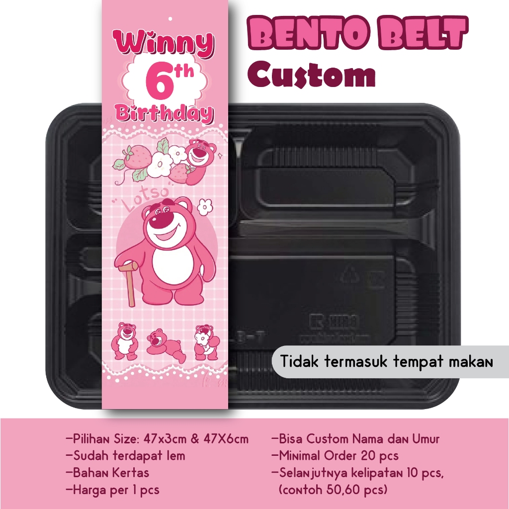 

BENTO BELT LOTSO PINK TOYS STORY CUSTOM NAMA UMUR GAMBAR PAPER BELT HIASAN UCAPAN KOTAK MAKAN DEKORASI BINGKISAN KERTAS LABEL STIKER PITA KERTAS SOUVENIR