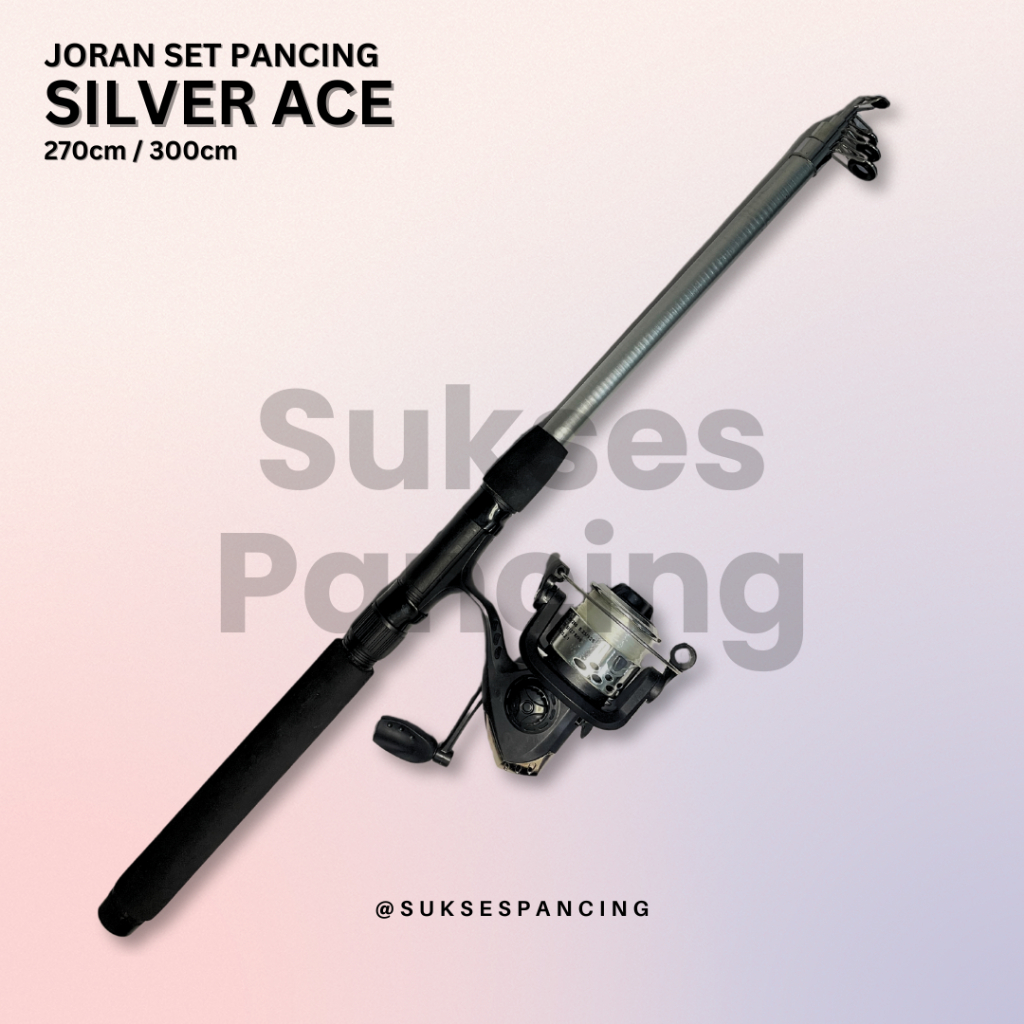 Joran Set Pancing Antena 3 meter SILVER ACE + Reel Gratis Senar Murah