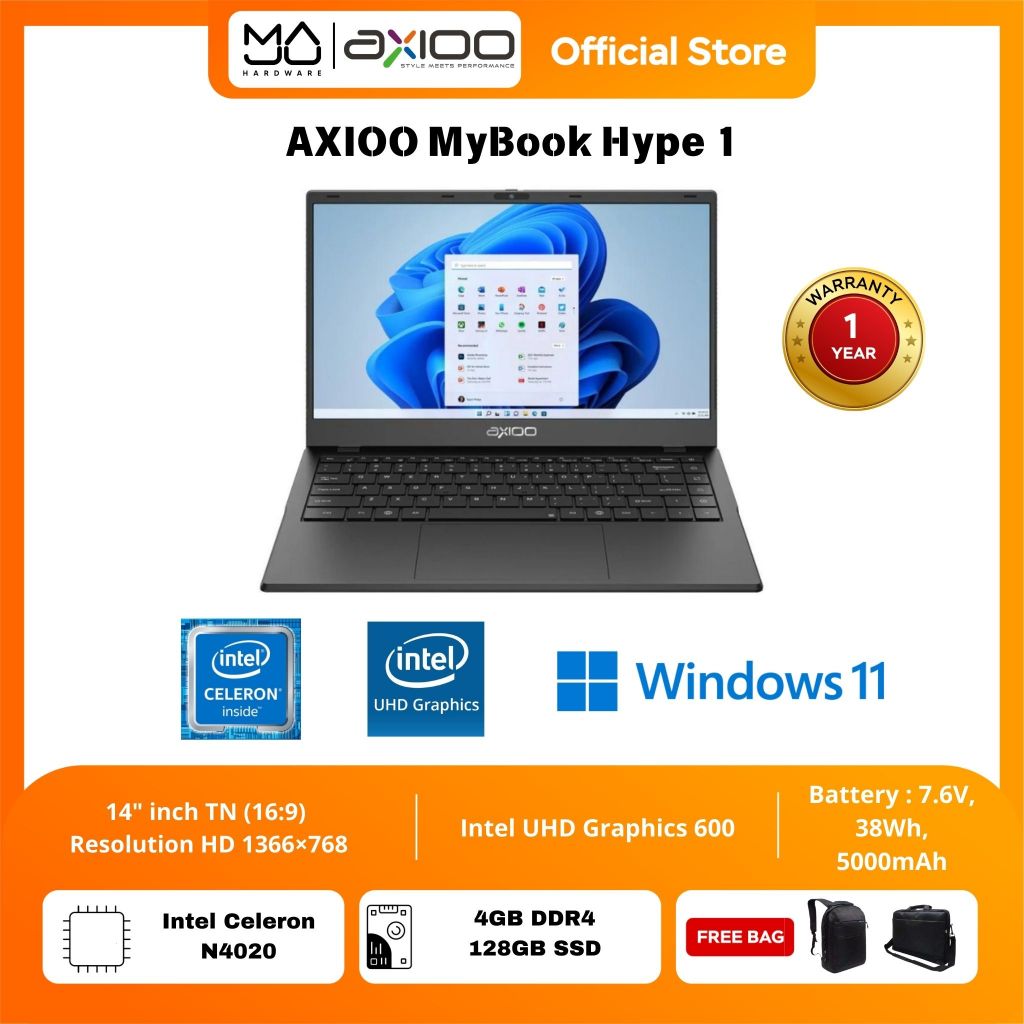 Laptop AXIOO Mybook HYPE 1 - 4/128- Garansi Resmi