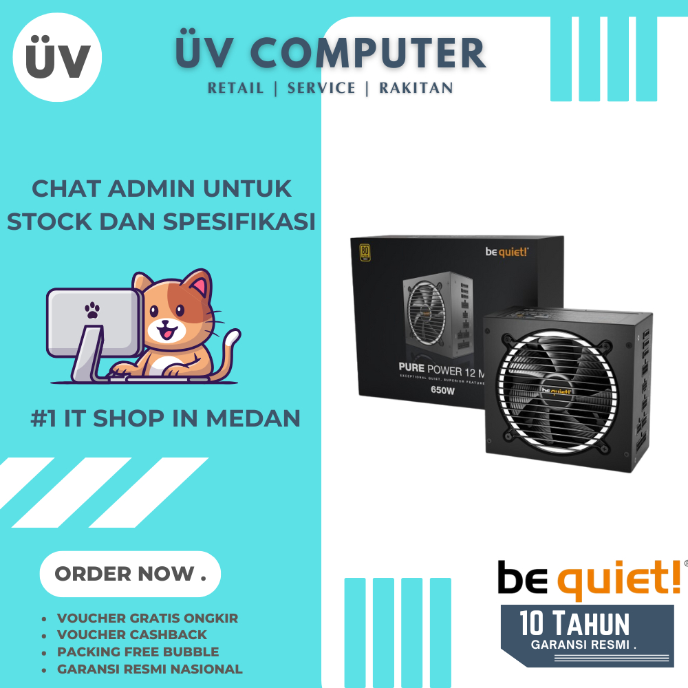 Power Supply PSU Internal PC Komputer | Be Quiet BeQuiet PURE POWER 12 M 650W | ATX 3.1 PCIe 5.1 | B