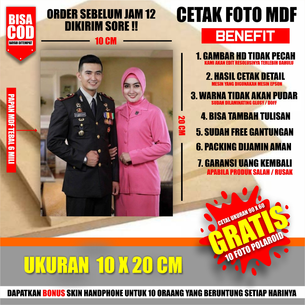 CETAK FOTO PAPAN MDF 10X20 POTO JUMBO HIASAN DINDING FOTO WEDDING FOTO ULANG TAHUN FOTO KELUARGA