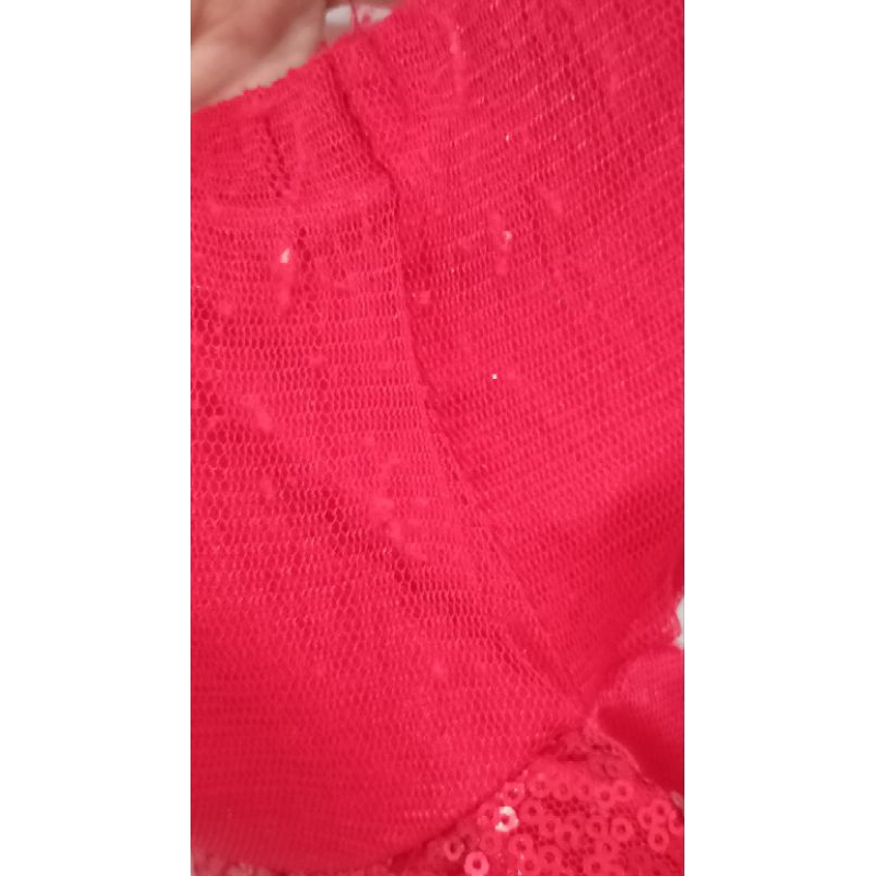 dress pesta gaun natal merah anak perempuan