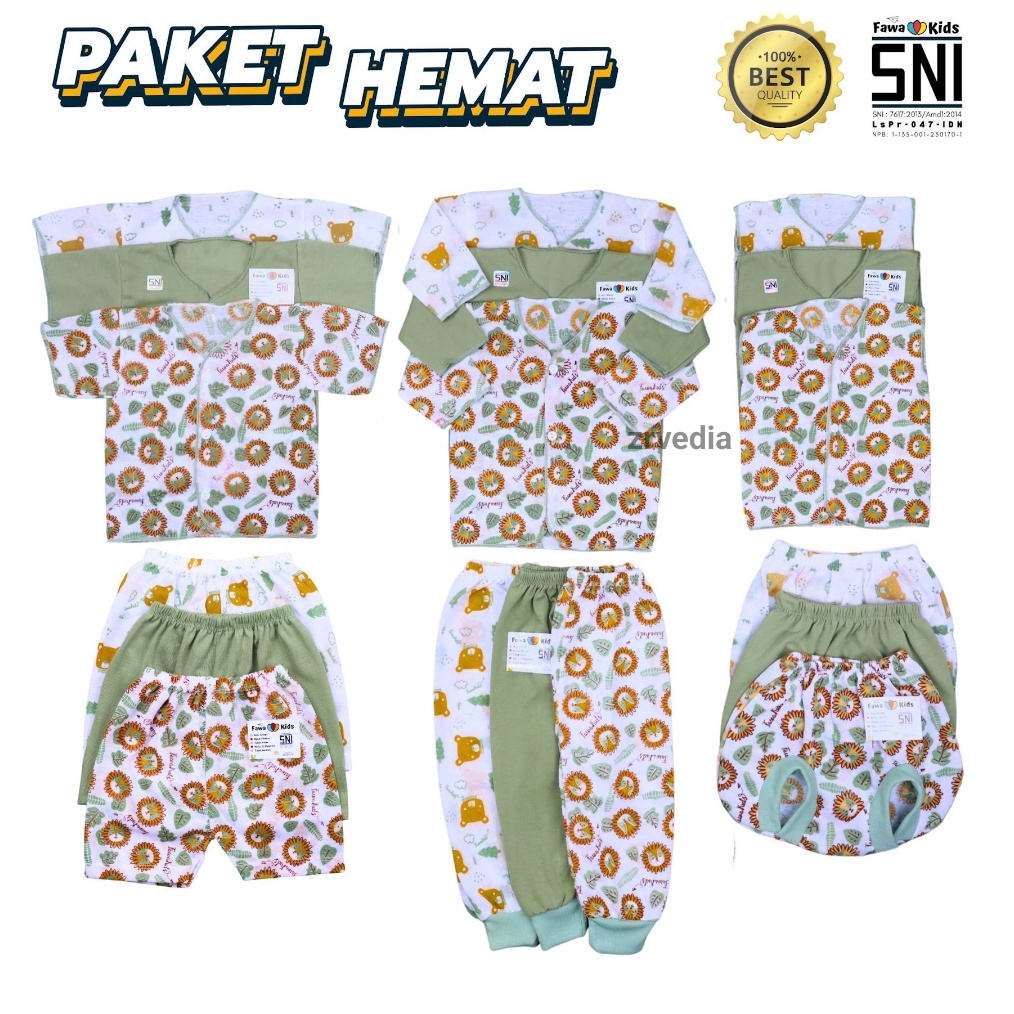 KODE P17A 18 Pcs  9 Stel V2 Baju Bayi Celana Bayi Setelan Baju Bayi Baru Lahir Fawa Kids Baby SNI zr