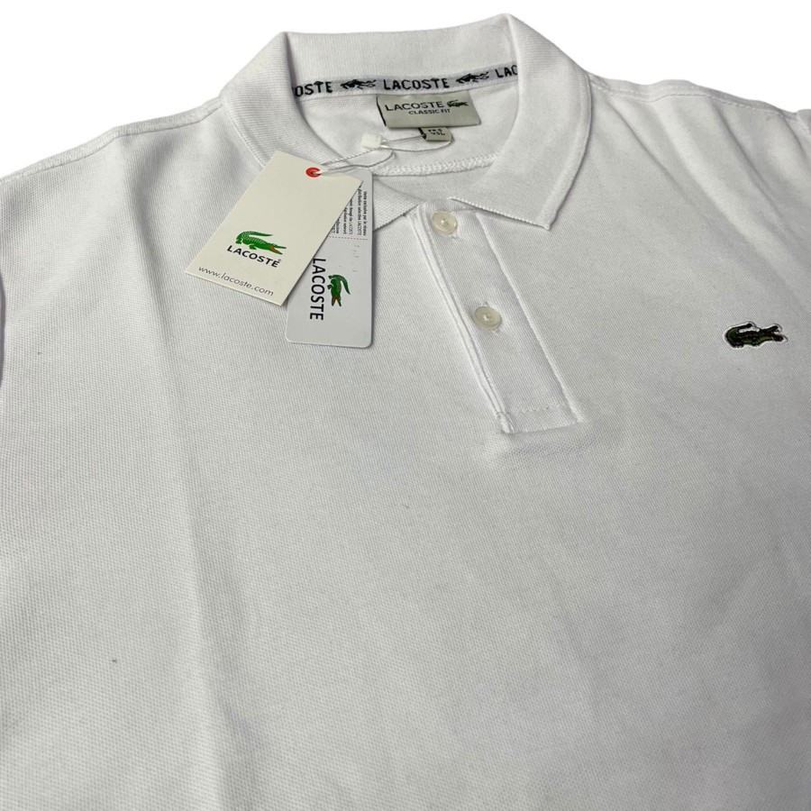 Kaos Lengan Pendek Polo Lacoste Putih Premium