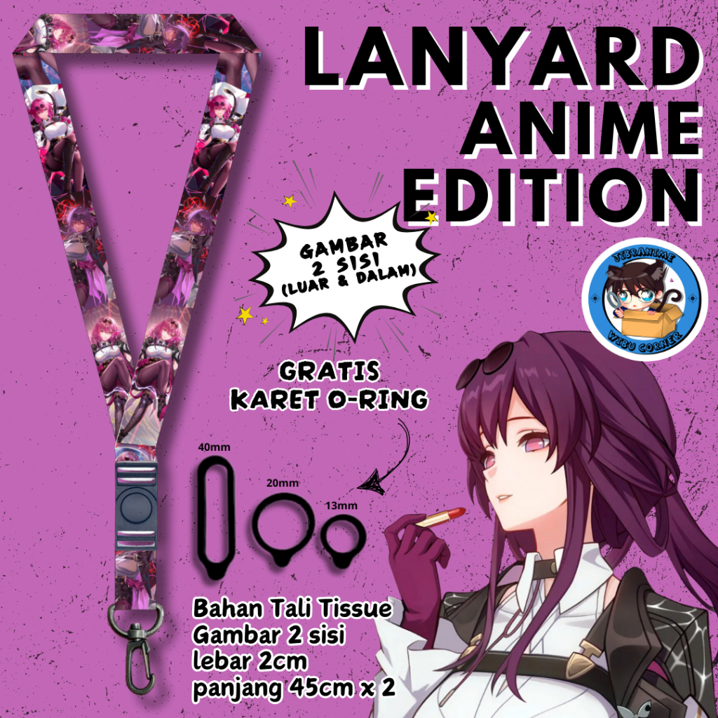 

Lanyard Panjang Anime 2 Sisi / Kafka Honkai Star Rail / gantungan kunci layard keychain