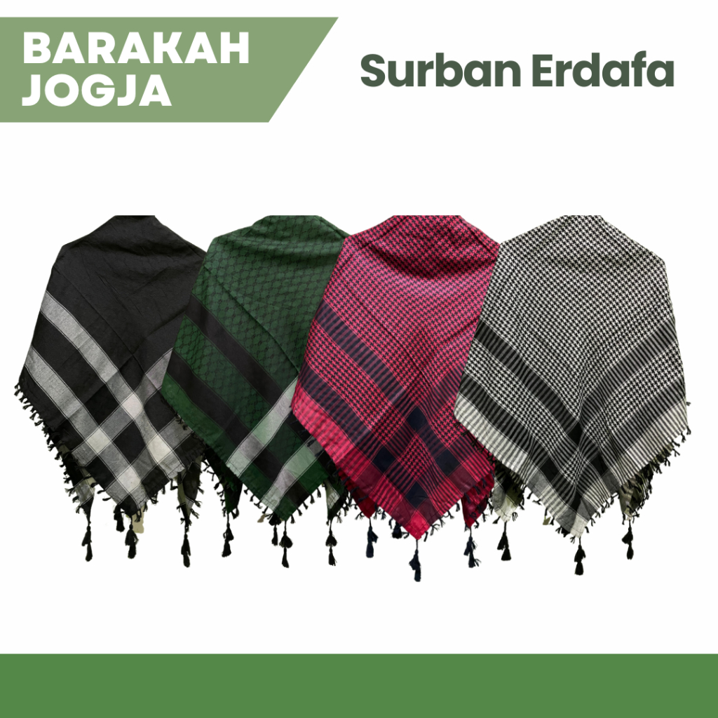 Sorban Arab Erdafa Premium Motif Polos Palestina - Sorban Kasmiri Original Laki-laki