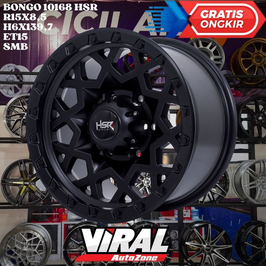 Velg Mobil Ring 15 HSR BONGO R15 LEBAR 8,5 LOBANG BAUT 6 ET15 BLACK