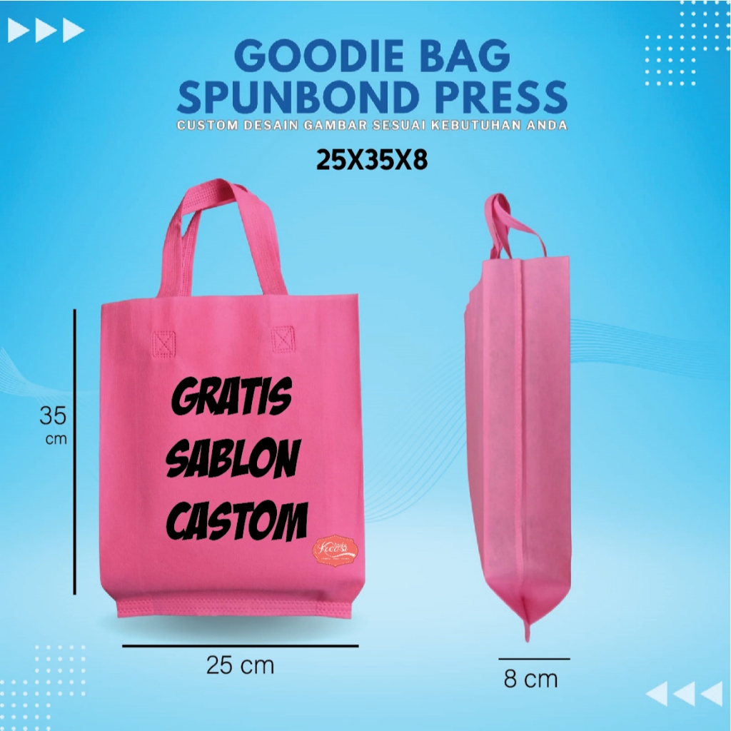 

TAS SPUNBOND PRESS SABLON CUSTOM 25X35X8/ Tas Goodie Bag custom / TAS SOUVENIR GOODIE BAG