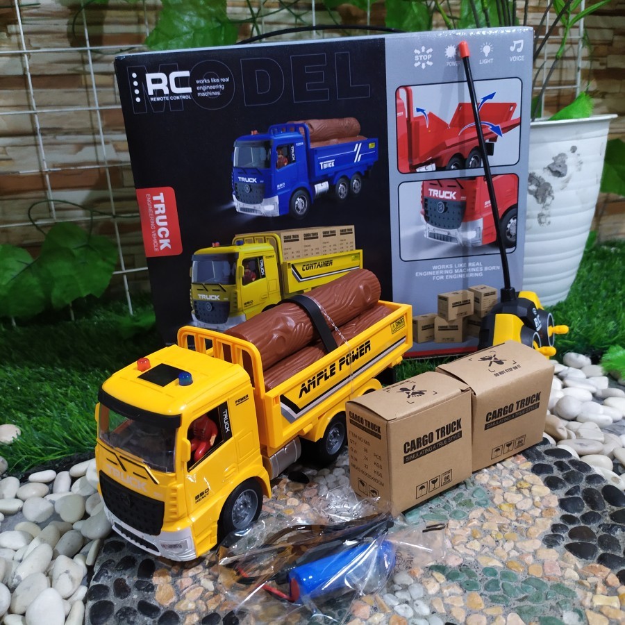 Mainan RC Dump Truck muatan kayu Remote Control - Mobil Truk Pasir Remot Anak Laki batre cas