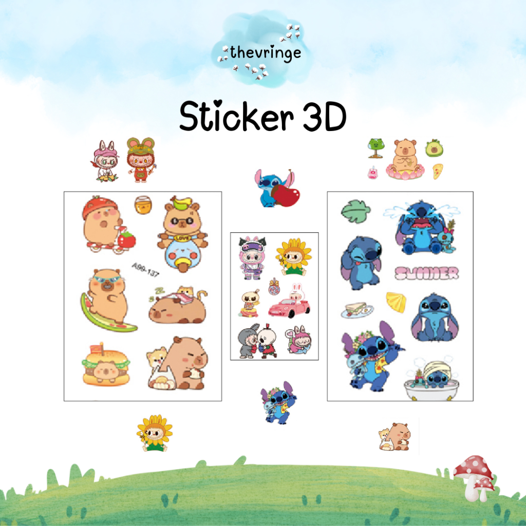 

3D STICKER PUFFY STIKER TIMBUL KARAKTER UNTUK ANAK LABUBU LILO STITCH